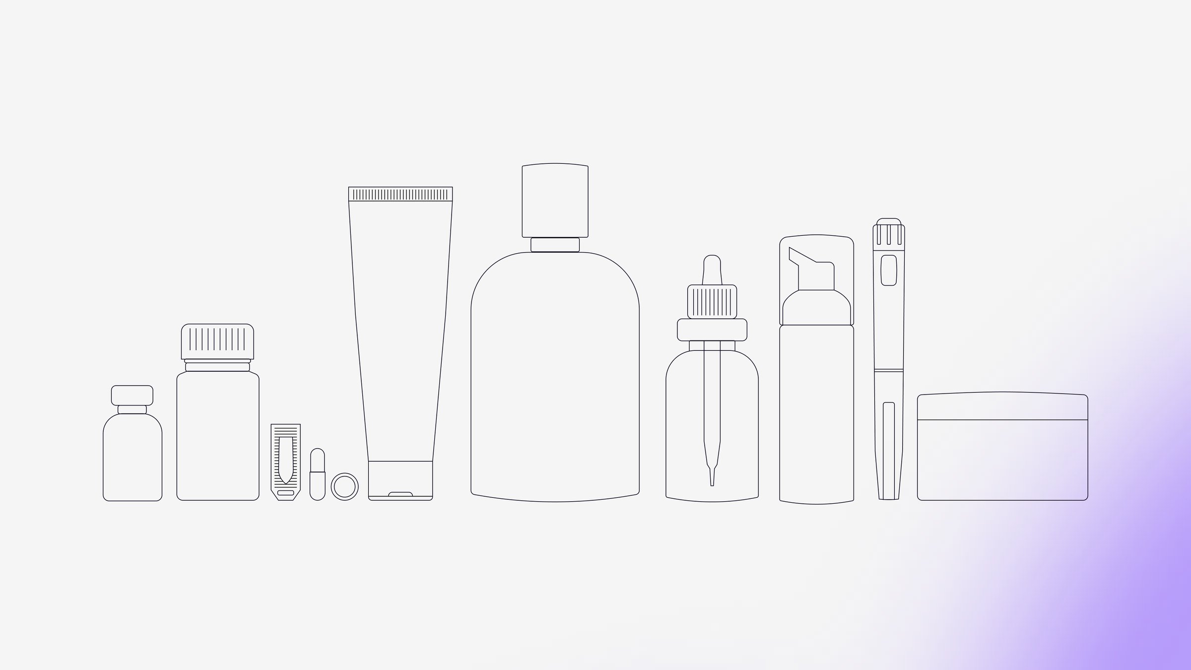 Line-art lineup of compounded product formats